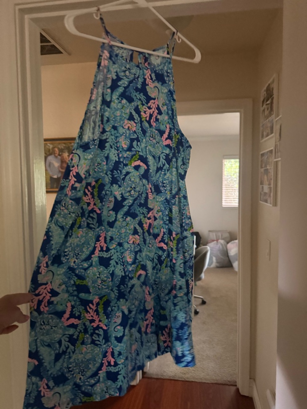 Lilly Pulitzer Blue, Teal & Pink Tropical Print Halter Dress